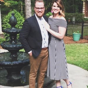 Ann Taylor Stripe Off the Shoulders Dress